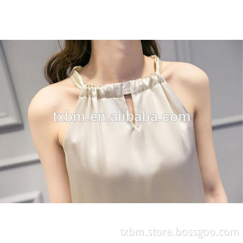 Girl hanging neck vest, silk sexy tops Sleeveless T-Shirt for girl